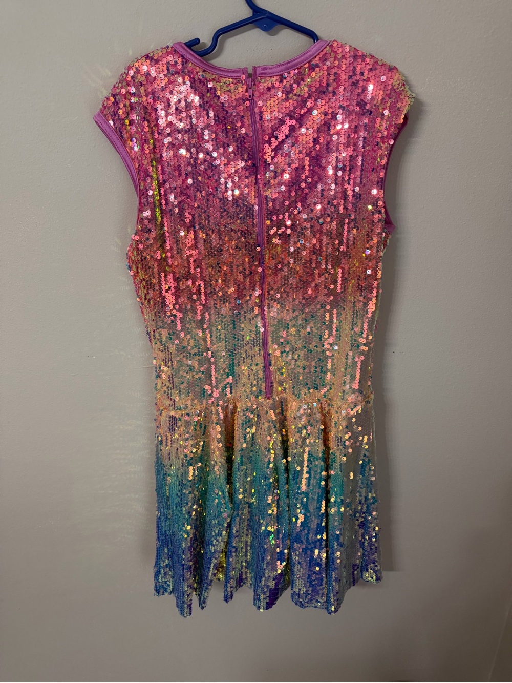 Weissman Pink to Blue Sequin Ombre Dance Dress costume - Picture 4 of 8
